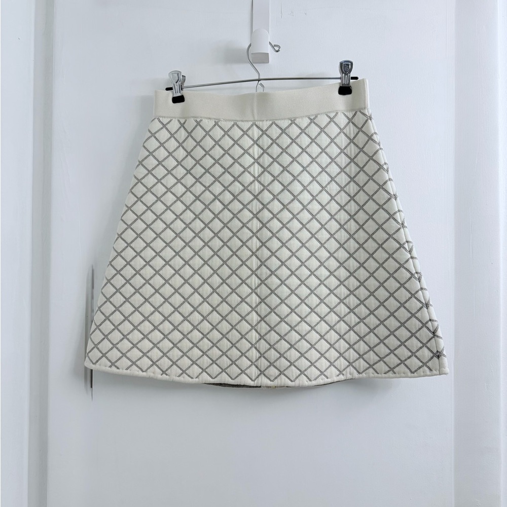 NWOT Sandro Cream Quilted A-Line Skirt M - Picture 3 of 6